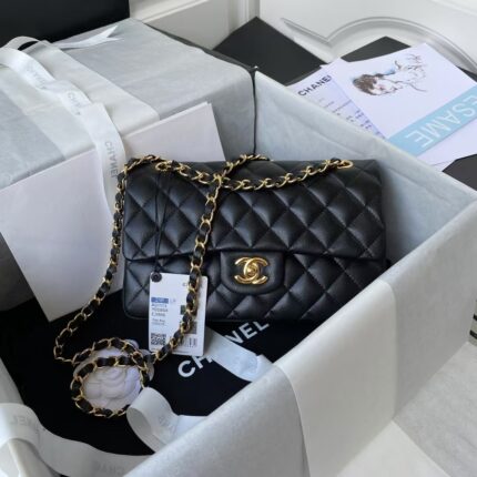 Chanel Small Classic Handbag Caviar Gold Hardware